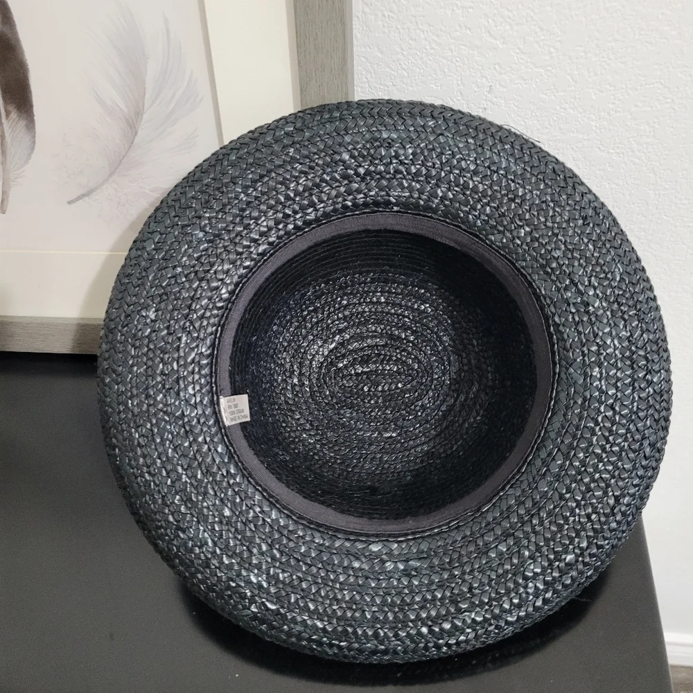 100% black vintage straw hat - Picture 2 of 6